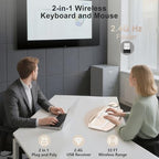 Wireless Keyboard and Mouse Combo, 2.4G Ergonomic Wave Keys(Milk Tea-A) - Image 5