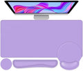 Mouse Pad Desk Pad Protector, Keyboard Wrist Rest + Mouse Pad Wrist Rest +Coaster, Large Gaming Mouse Pad for Deskpc Computer Keyboard Laptop, XXL Desk Mat Writing Pad for Office and Home, Purple by NXZGO