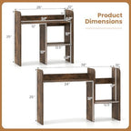 Tangkula Extendable Desktop Bookshelf, Dorm Desk Hutch, Rustic Brown - Image 3