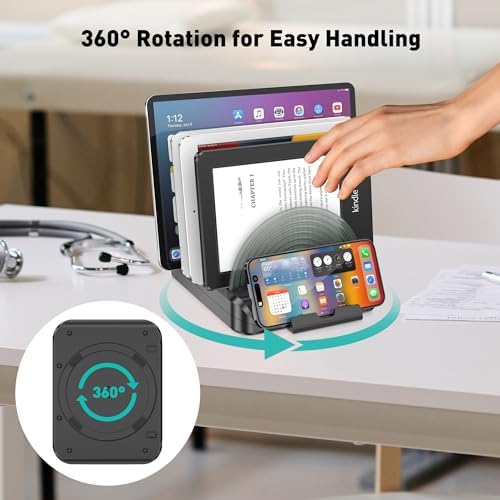 Vertical Laptop Stand Holder & Desk Organizer Rack - Adjustable Dock for MacBook, iPad, Phone (6-in-1 Multi Device Storage System with 360° Rotation) - Image 6