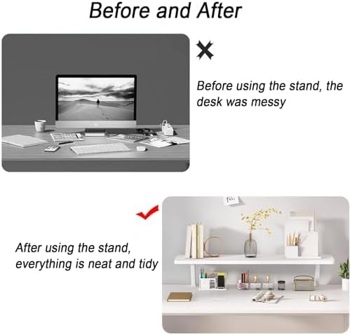 Clamp On Desk Organizer Shelf White, Above Desk Storage Extension Portable No Drill Required Bookcase Clamp Rack for Home Office Dorm Workstation and Study Space (White, 39.4x7.8 in) - Image 5