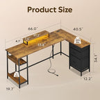 DEVAISE Computer Desk, Home Office, 66 Inch with Drawers, Rustic Brown - Image 3