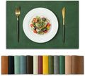 Artoid Mode Green Faux Leather Placemats Set of 8, 12x18 Inch Waterproof Wipeable Heat Resistant Vinyl Place Mats, Reversible Table Mats for Kitchen Dining Decor by ArtoidMode