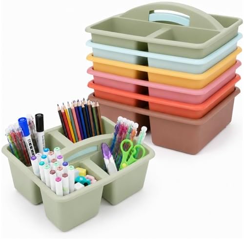6 Pack 4 Compartment Classroom Caddy with Handle, Groovy by Yakydesign