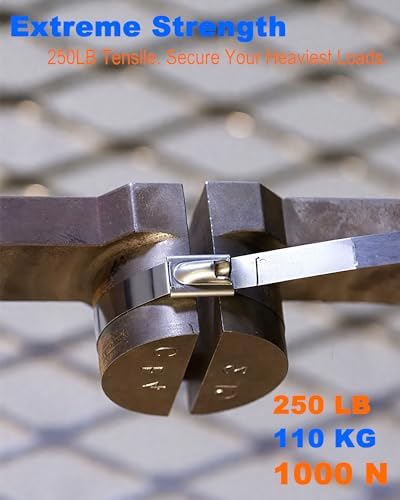 Metal Zip Tie Tool Kit: Heavy-Duty Stainless Steel Cable Tie Tensioner with 200PCS 11.8-Inch Self-Locking Metal Zip Ties for Fencing, Exhaust, Pipes & Industrial Repairs (200PCS+TOOL, SILVER) - Image 6