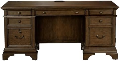 Coaster Home Furnishings - Hartshill - 5-Drawer Credenza Desk with Felt-Lined Top Drawers, Removable Dividers and Center Keyboard Drawer - Office Furniture - 66-Inch - Burnished Oak - 881282 - Image 5