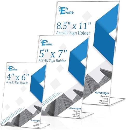 EHWINE 24 Pack 4 x 6 Acrylic Sign Holder, Clear Plastic Signs Display Stand, Vertical Slanted Back Paper Holder Stand up Table Top Sign Holders Flyer Stand Frames Suitable for Office Business Store - Image 6