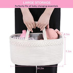ABenkle Baby Diaper Caddy, Nursery Storage Bin and Car Organizer for Diapers and Baby Wipes, Cotton Rope Diaper Basket Caddy, Changing Table Diaper Storage Caddy (Pack of 2) - Image 3