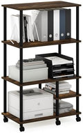 Furinno Turn-N-Tube 4-Tier Toolless Multipurpose Printer Stand Display Storage Shelf with Wheels, Amber Pine/Black by Furinno-FitsYourSpaceFitsYourBudget