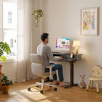 FEZIBO 48 X 24 Inch Standing Desk with Storage, Adjustable Height Sit Stand Desk with Sliding Pegboard Organizer, Felt Wall Bumper, Monitor Arm Compatible for Home Office Workstation, Black - Image 2