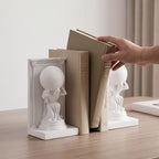 White Atlas Bookends Set of 2, Classic Greek Mythology Statues with Globes - Image 6
