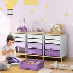 TOOLF 12 Drawers Storage Cabinet with Wooden Top and Plastic Bins,Purple - Image 7