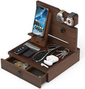 Wood Phone Docking Station, Nightstand Organizer with Drawer by Zaldia