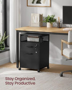 VASAGLE 2 Drawer File Cabinet with Lock, Rolling Printer Stand - Image 4