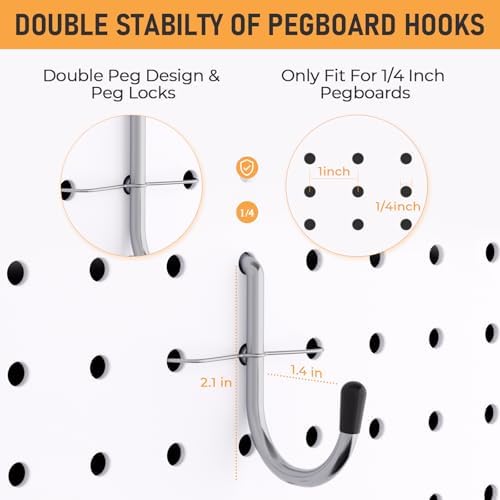 INCLY 48x36 Inch Metal Peg Board Kit 1/4" Pegboard Hooks Accessories - Image 6