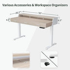 CubiCubi One-Piece Standing Desk 55x26 with 3 Wood Drawers, Light Walnut - Image 3
