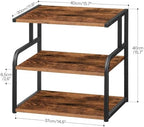 HOOBRO Printer Stand, 3-Tier Desktop Printer Table, Under Desk Printer Storage Office Organizer, Storage Rack with Adjustable Shelf, for Home Office, Kitchen, Living Room, Rustic Brown BF06PS01 - Image 3