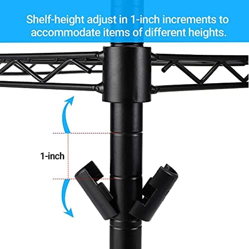 3 Tier Storage Racks Shelving, Heavy Steel Pantry Shelves, Adjustable Wire Shelving Rack Corner, Suitable for Garage, Kitchens, Offices, 13.8" W x 13.8" D x 32" H, Black - Image 6