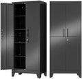 Black Kitchen Pantry Cabinets, 71 Metal Lockable Storage for Office by RISTERN