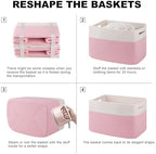 4 Pack Storage Baskets for Organizing, Woven Baskets for Shelves - Perfect for Toys, Books, Towels, and Clothes, Durable Gift Basket Bins Toy Storage, 12.7''Lx9''Wx7.8''H, Pink & White - Image 6