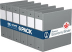 Premium Economy 3-Ring Binder, Spine Label, 3" Round Rings, Gray, 6 Pack by DAVISGROUP
