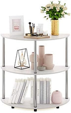 Furinno Frans Turn-N Half Round Console Table with Stainless Steel Tubes, White Oak, 15.6D x 31.1W x 30.8H in - Image 4