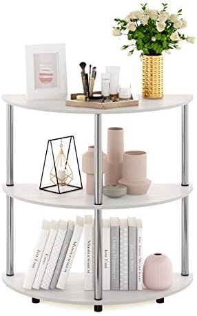 Furinno FRANS Toolless Half Round 3-Tier Entryway Table, White Wood - Image 5