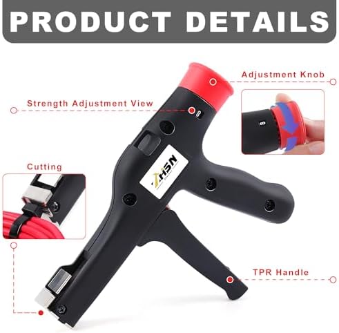 Zhushan Cable Tie Tool: Fasten and Cut Cables with Ease - Fits 2.8mm~12mm Nylon Ties - Image 3