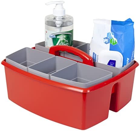 Storex Large Classroom Caddy with Cups, 13 x 11 x 6.575 Inches, Red, Case of 2 (00981A02C) - Image 6