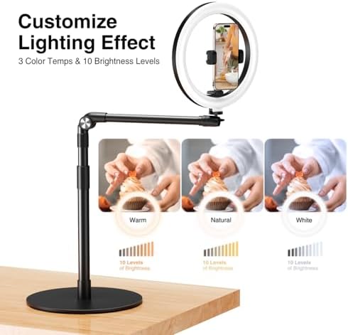 elitehood Overhead Phone Mount with Ring Light, Overhead Tripod for iPhone - Image 7