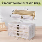 Wood Desk Organizer, Vintage Brown Wooden Desktop Organizer with Drawer, Tabletop Storage Organization Box for Countertop, Home Office Supplies, Bills, 13.3 x 6.5 x 7 Inches(2 Drawer) - Image 3