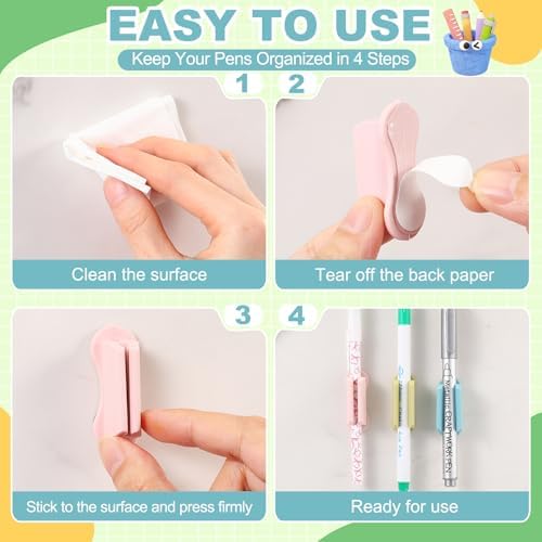 Sherr 48 Pack Adhesive Silicone Pencil Holders Bulk for Desk,Wave,Morandi - Image 4