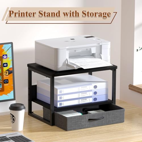 MARTY Desktop Printer Stand with Storage Drawer, Printer Riser for Desk - Image 2