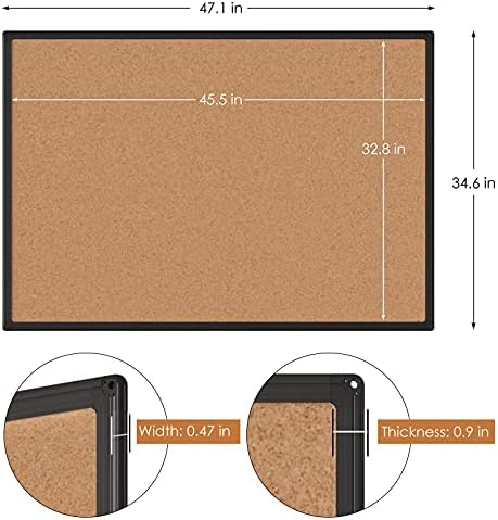 2-Pack Cork Board Bulletin Board 48 x 36, Black Aluminium Framed 4x3 Corkboard, Office Board for Wall Cork, Large Wall Mounted Notice Pin Board with 18 Push Pins for School, Home & Office - Image 4