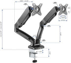 Rocelco 43" Height Adjustable Standing Desk Converter with Premium Dual Monitor Arm Mount - Tall Stand Up Tabletop Riser and Tablet Slot - Computer Workstation - Keyboard Tray - Black (R VADRB-43-MA2) - Image 4