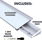 Glass Desktop Computer Pad, 18" x 6", Whiteboard, Dry Erase Surface, White Surface (GDP186), 1 Set - Image 2