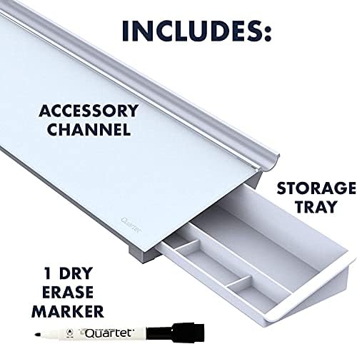 Glass Desktop Computer Pad, 18" x 6", Whiteboard, Dry Erase Surface, White Surface (GDP186), 1 Set - Image 2