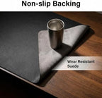 16" x 31" Waterproof Fabric Desk Pad, Suede Design-Slip Base, Stitched Edges No Curling, Fits Laptop Keyboard and Mouse, Smooth Office Mat Mouse Pad for Work, Black - Image 6