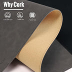 HAUTOCO Cork Desk Mat 48''x19.7'', Distressed PU Leather & Cloth Desk Pad - Image 3
