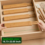 6 Pack Bamboo Drawer Dividers, Dresser Separators 16.6" to 21.8" - Image 5