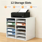 12 Slot Mail Sorter Organizer, Wood Literature Organizer Student Mailbox for Classroom, Desktop File Paper Storage Rack for Office Home School - 19.3" L×12”W×16“H (White, 12-Compartment-B) - Image 3