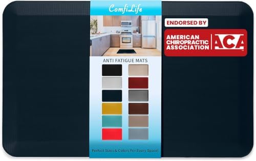 ComfiLife Anti Fatigue Floor Mat – 3/4 Inch Thick Kitchen Mats for Floor, Standing Desk Mat, Kitchen Rug – Comfort at Home, Office – Durable – Stain Resistant – Non-Slip Bottom (24" x 70", Navy) by ComfiLife