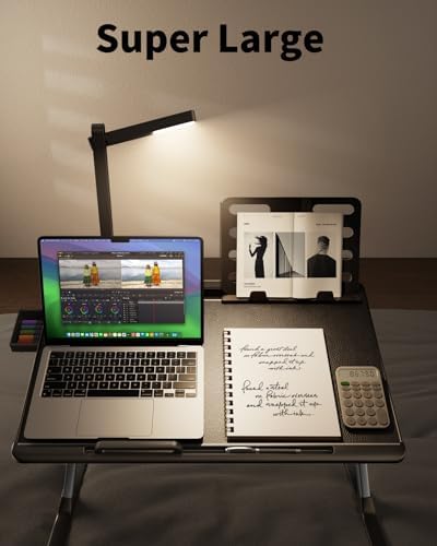 Laptop Bed Tray Desk with LED Desk Light, SAIJI Laptop Stand for Bed - Image 3