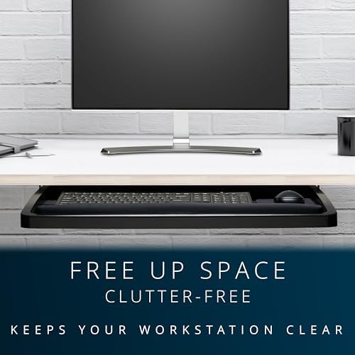 Kensington Keyboard Tray Under Desk, SmartFit Ergonomic Slide-Out Keyboard Drawer with Cable Management, Extra-Wide Height Adjustable Keyboard Holder, 24.5" x 11.75", Black K60004US - Image 6