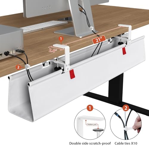 Univivi No Drill Under Desk Cable Management Tray, 36 inch Cable Management - Image 3