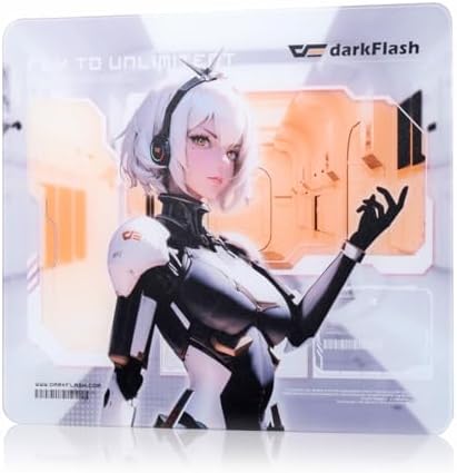 darkFlash Glass Mouse Pad 13.8×11.8 Inch, Ultra-Smooth Tempered Surface, Precision Tracking, Anti-Slip Rubber Base, Durable Etched Finish, Unique IP Ideal for Gaming & Work(DMP350) by darkFlash
