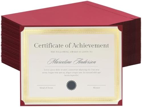 Single Sided Certificate Holders for Letter Size, 8.5 x 11 Bulk Award Certificate Cover for Graduation,Diploma, Documents, Marriage,Employee Appreciation, School,Office, Business (Burgundy, 100CT) by Apprabbr