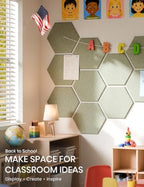 Fluxynara 12-Pack Hexagon Felt Bulletin Board Tiles, Sage - Image 5
