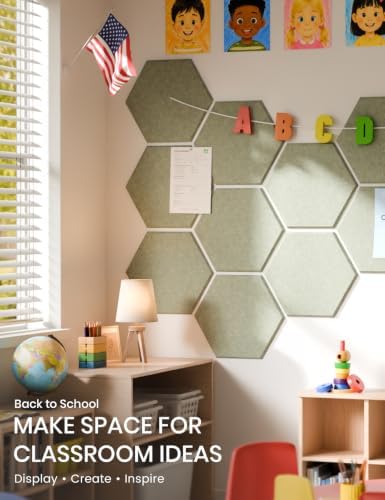 Fluxynara 12-Pack Hexagon Felt Bulletin Board Tiles, Sage - Image 5