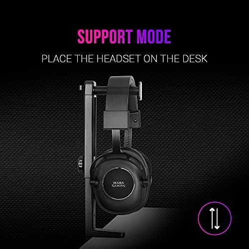 MARSGAMING MHHPRO, RGB Gaming Headset Stand with 2xUSB HUB & Bungee Mouse,White - Image 4